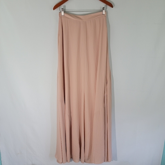 Show Me Your MUMU Princess Ariel Maxi Skirt Sz L Baby Pink Lined Side Zip Boho - Picture 3 of 11
